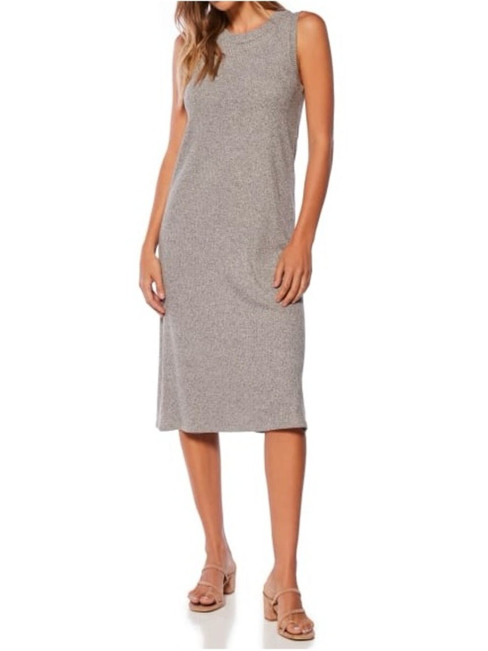 Wantable Ribbed Knit Sleeveless Dress in Heather Gray